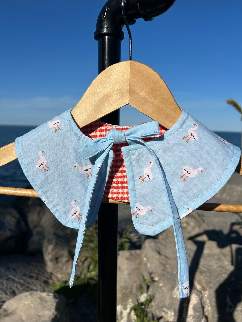 Gingham & Geese Reversible Detachable Collar